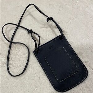 Ángel Serrano Small Black Leather Crossbody Bag